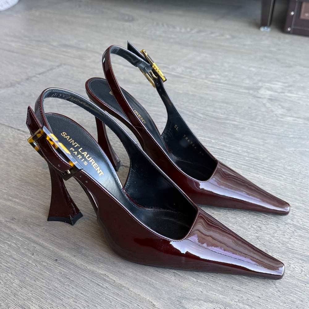 Saint Laurent Burgundy Slingback Pumps, size 38